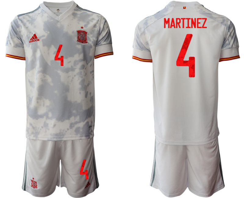 Men 2021 European Cup Spain away white #4 Soccer Jersey->spain jersey->Soccer Country Jersey